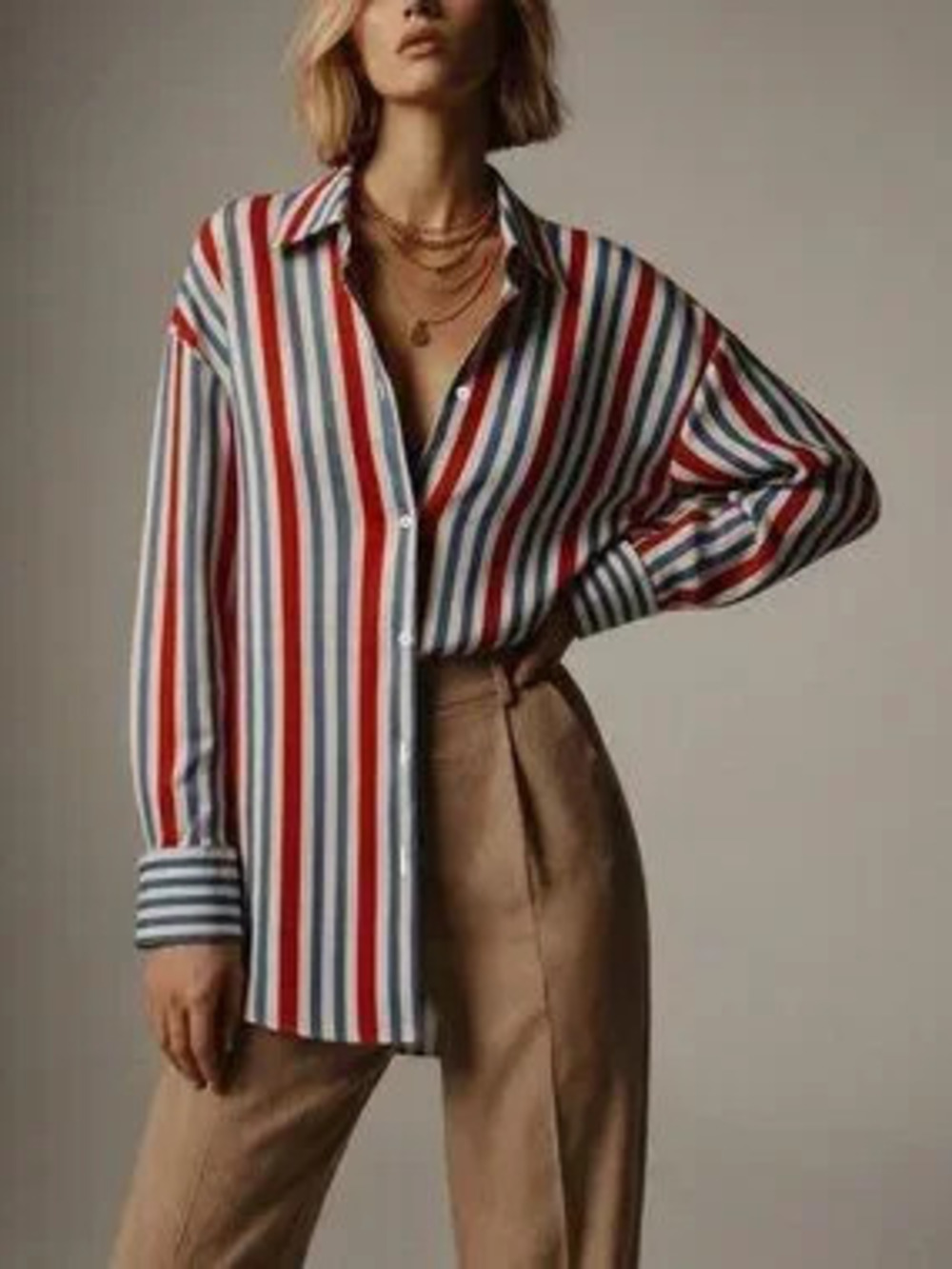 ZARA Multicolor Casual Women's Striped Button-Down Shirt
